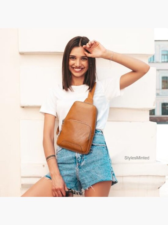 Genuine Leather Sling Bag Crossbody Backpack RFID Blocking Travel Daypack Chest